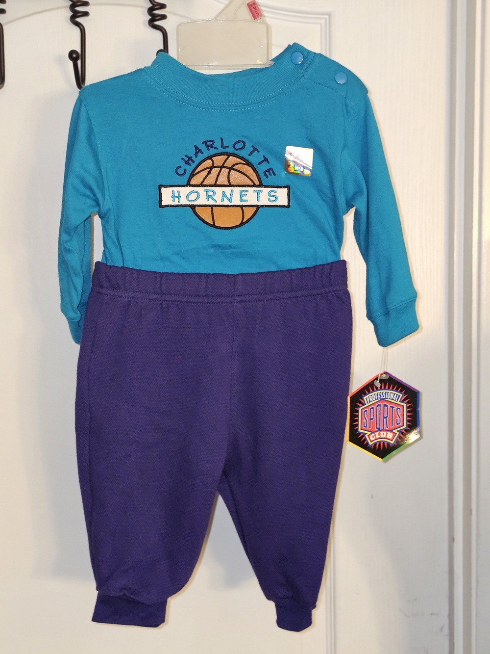 Charlotte Hornets NBA Authentic Vintage Two Piece 90s outfit 6-9 Months NWOT